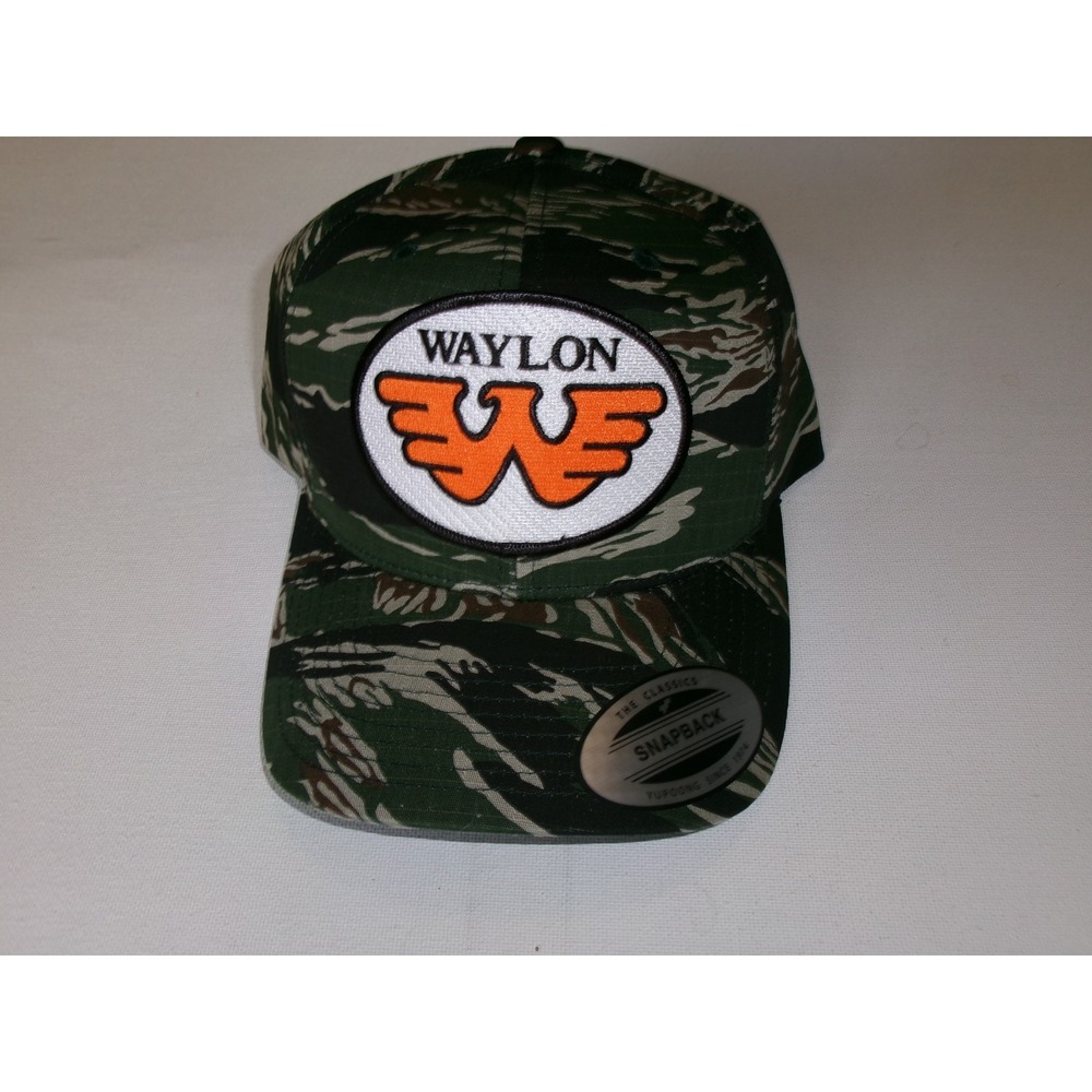 WAYLON JENNINGS CAMO SNAPBACK FISHING BEACH GOLF HAT CAP VINTAGE DEADSTOCK U5